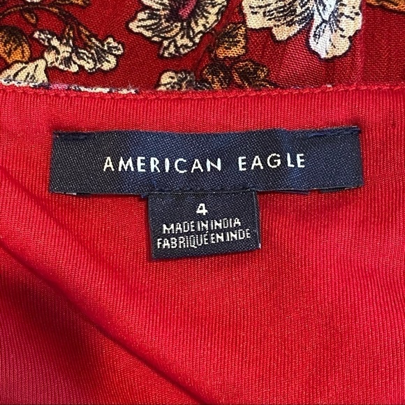 American Eagle Red Floral Wide Leg Jumpsuit Sweetheart Neck Padded Womens Size 4 - Picture 8 of 12